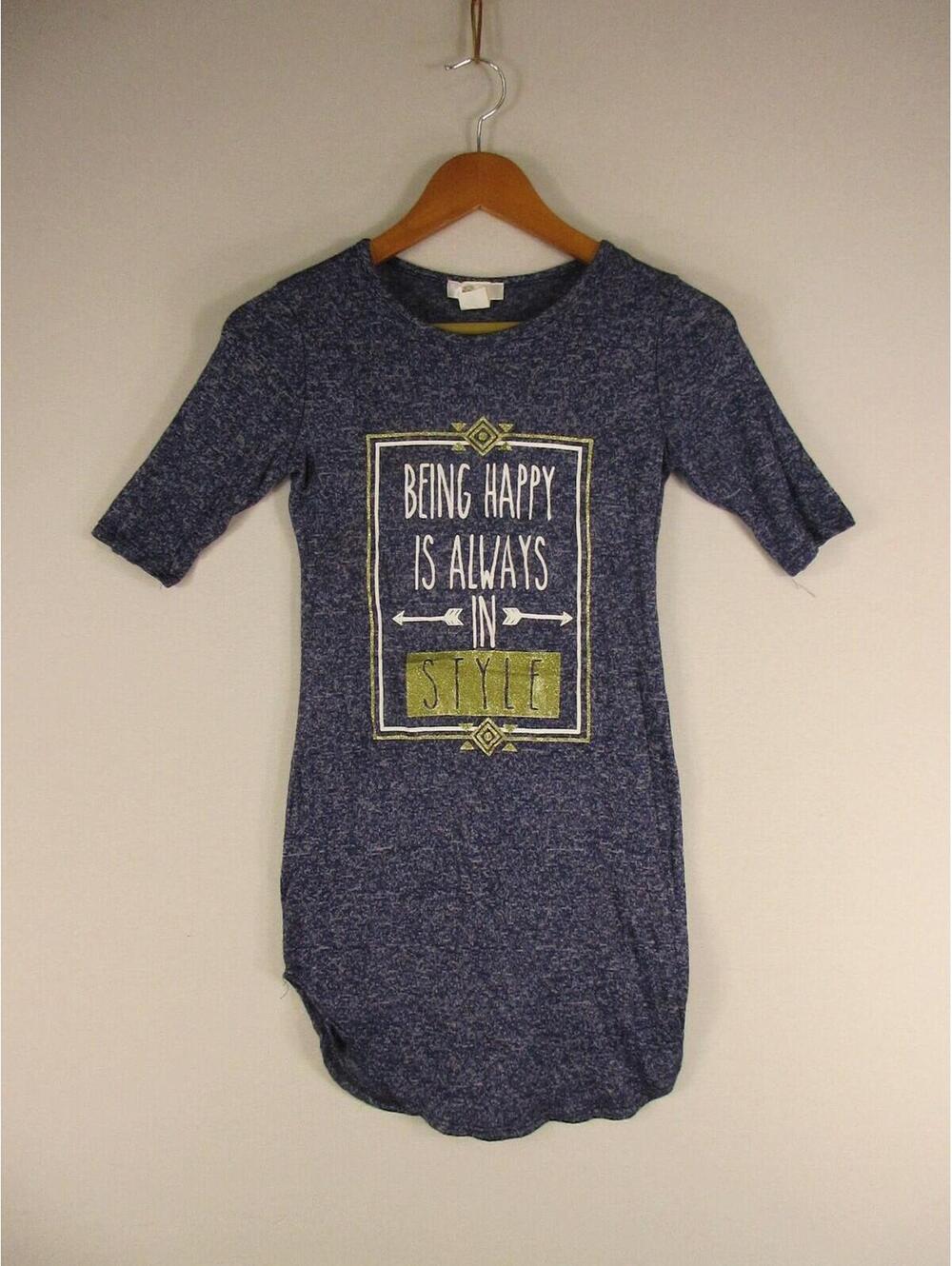 Smile Tunic Girls 14 Blue Graphic Being Happy Is Always In Style Short Sleeve
